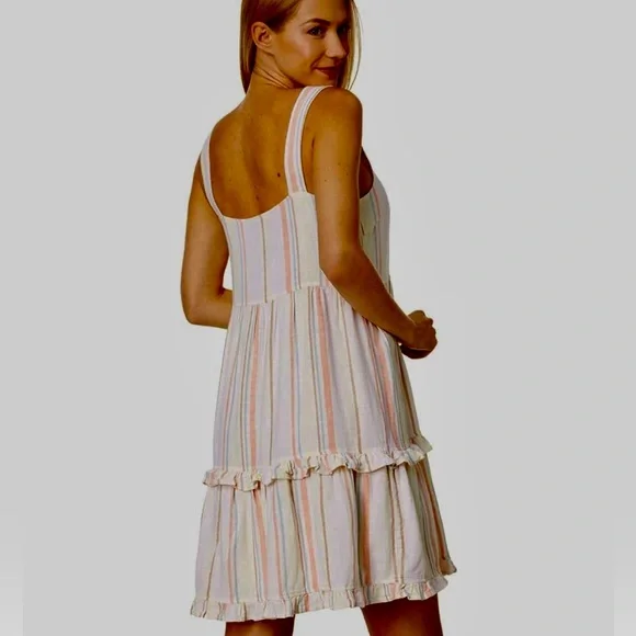 Bobi Los Angeles Square Neck Tiered Dress - Picture 2 of 5